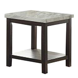 Picture of Benzara BM241297 24 x 22 x 22 in. End Table with Textured Marble Top & Slatted Shelf&#44; Brown