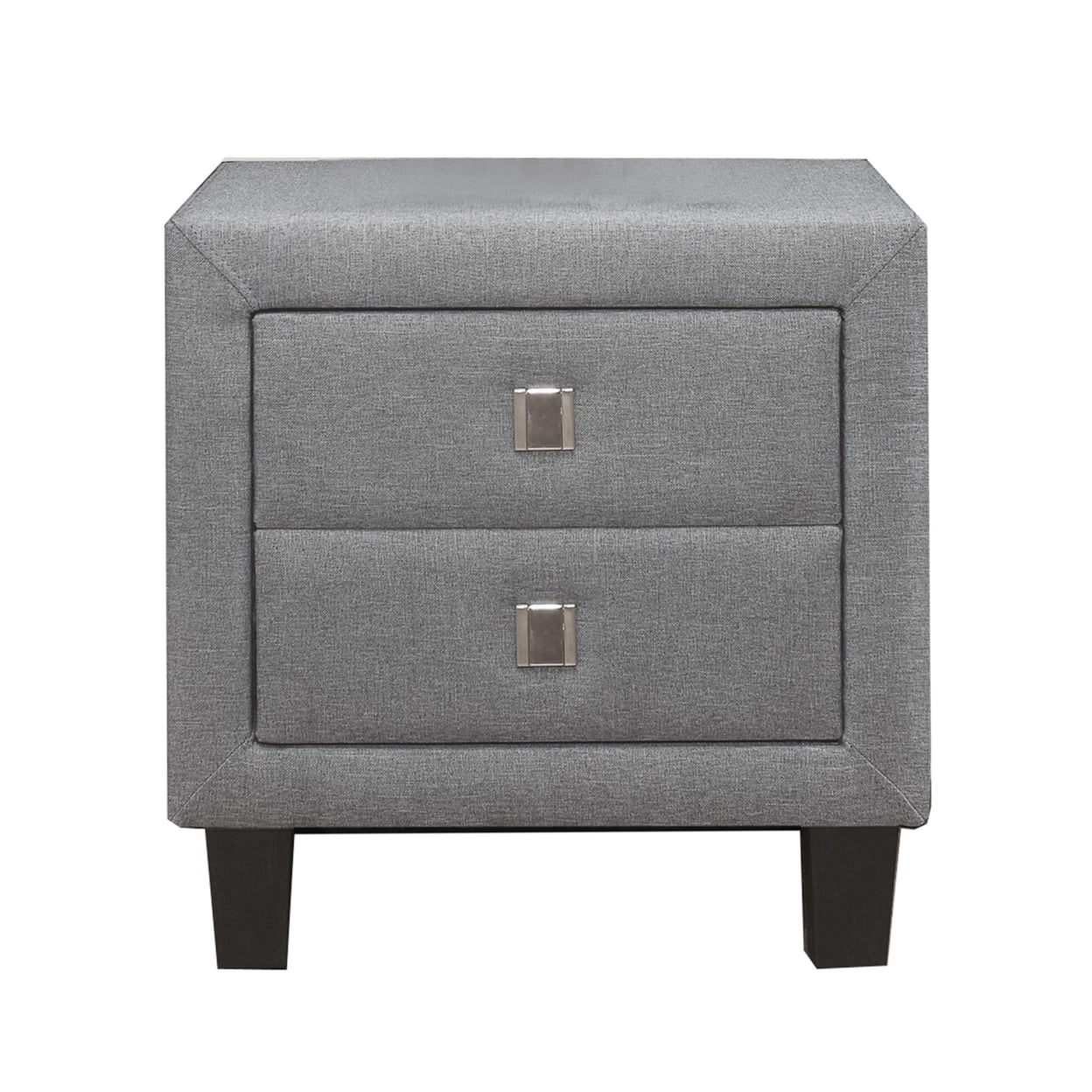 Picture of Benjara BM243318 Nightstand with Single Drawer & Fabric Wrapping&#44; Grey