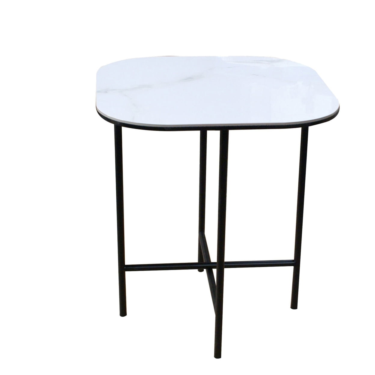 Picture of Benjara BM243392 Ceramic Top & Metal Frame End Table&#44; White & Black