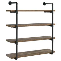 Picture of Benjara BM242027 Wall Shelf with 4 Tier Shelves & Pipe Design Frame&#44; Brown