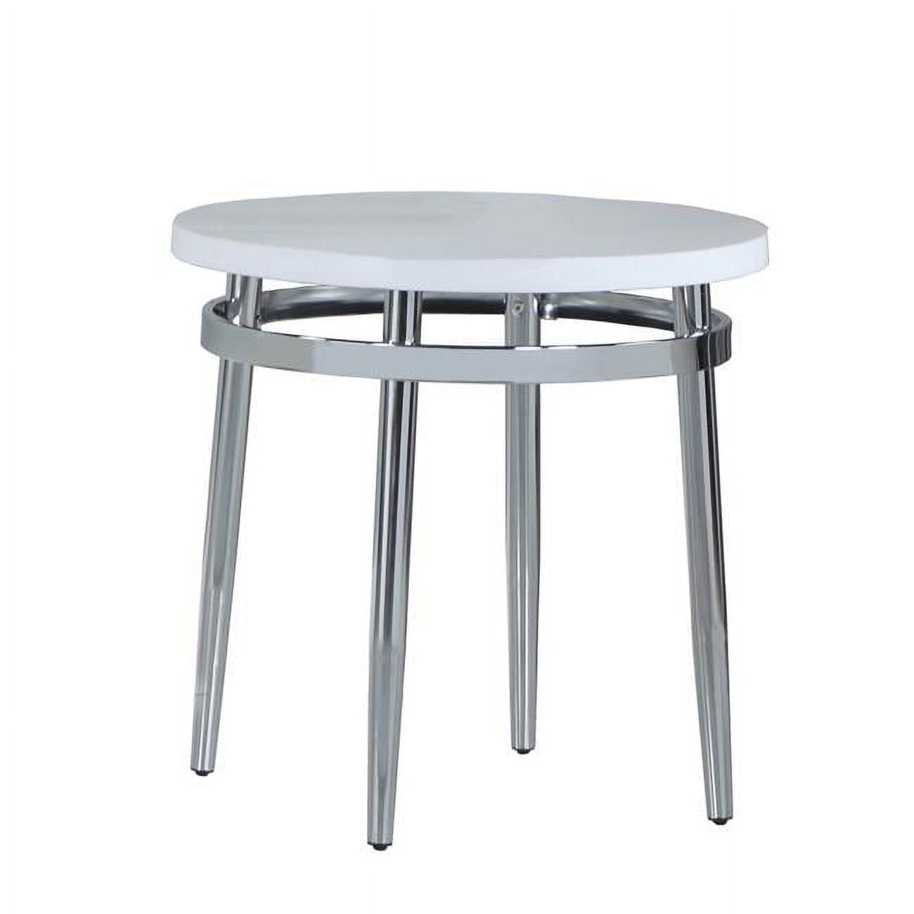 Picture of Benzara BM242057 Round Faux Marble Top End Table with Metal Tubular Legs&#44; White