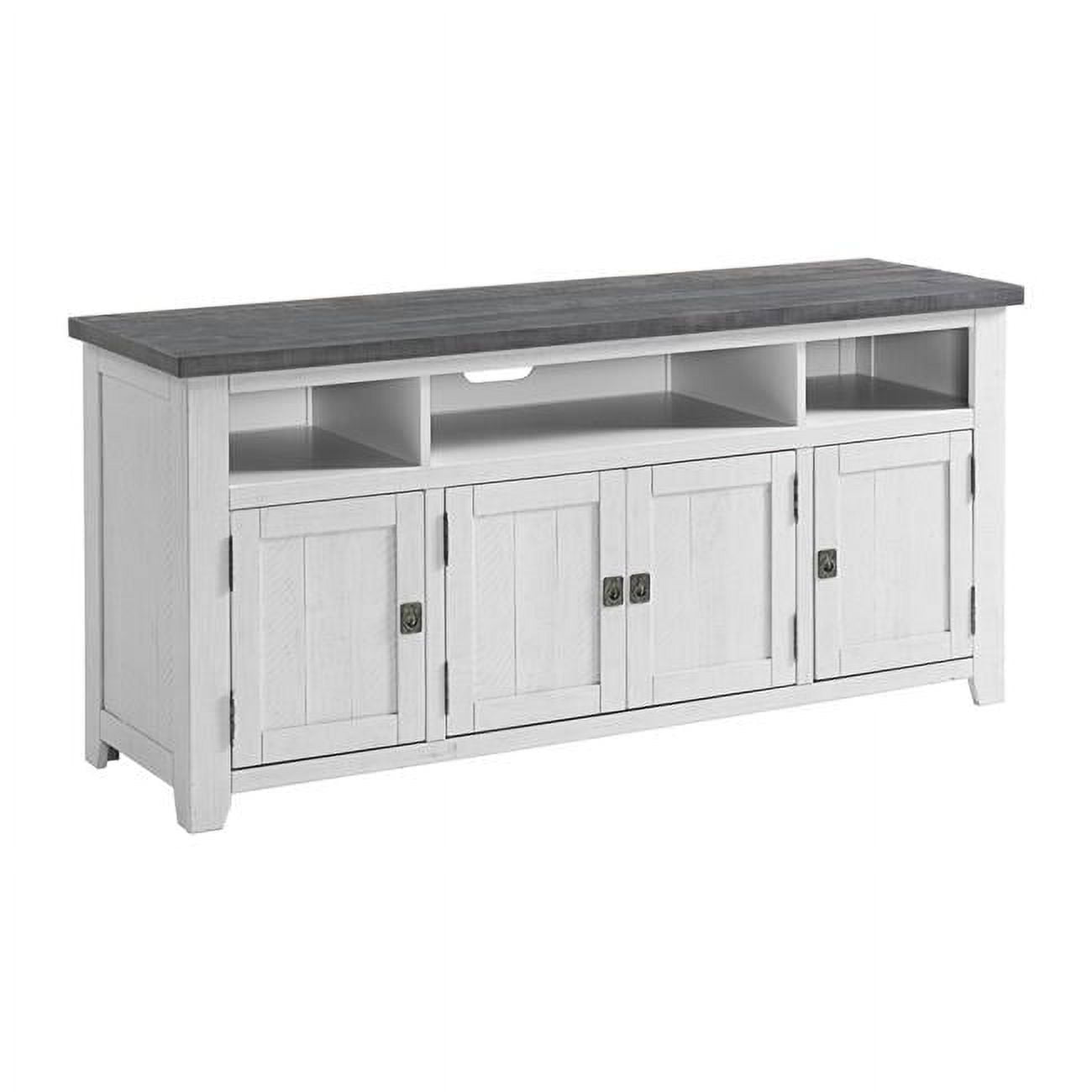 Picture of Benjara BM242256 3 Cabinets & 3 Cubbies TV Stand&#44; White & Gray