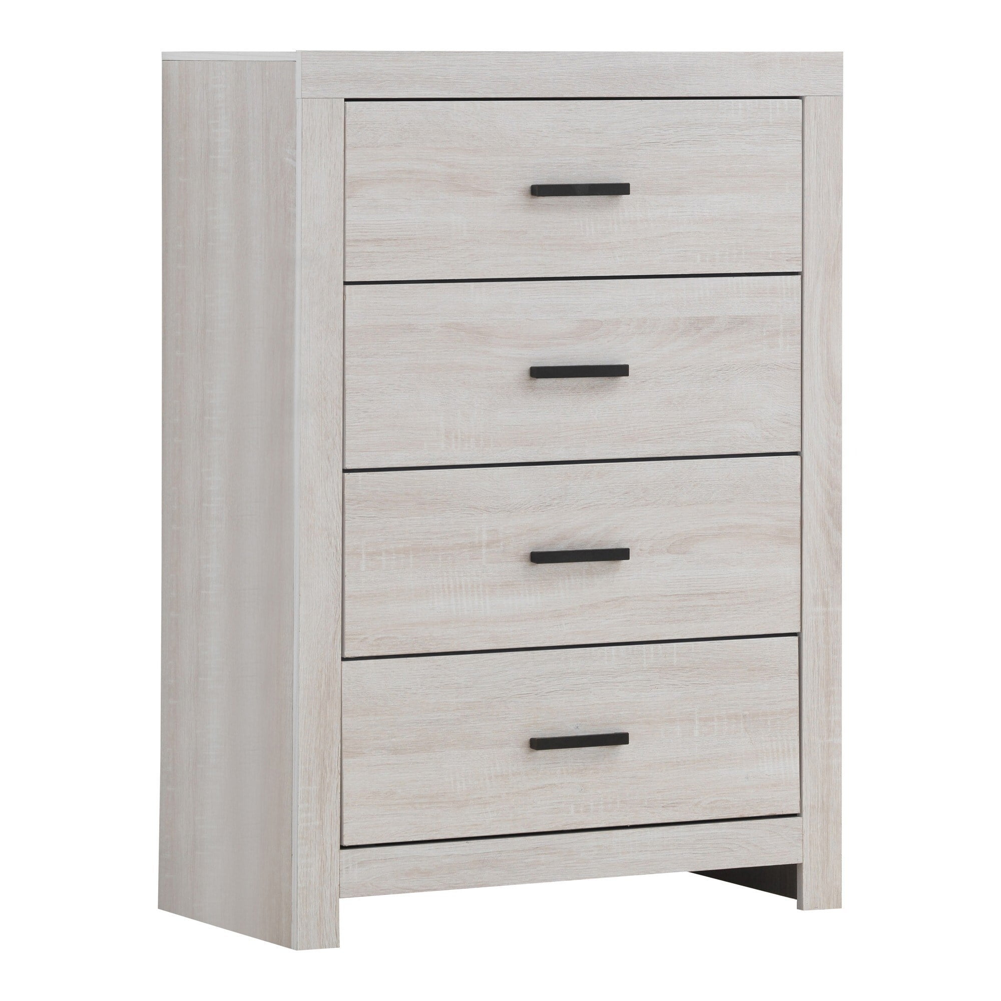 BM242655 Chest with 5 Drawers & Metal Bar Pulls, White -  Benjara