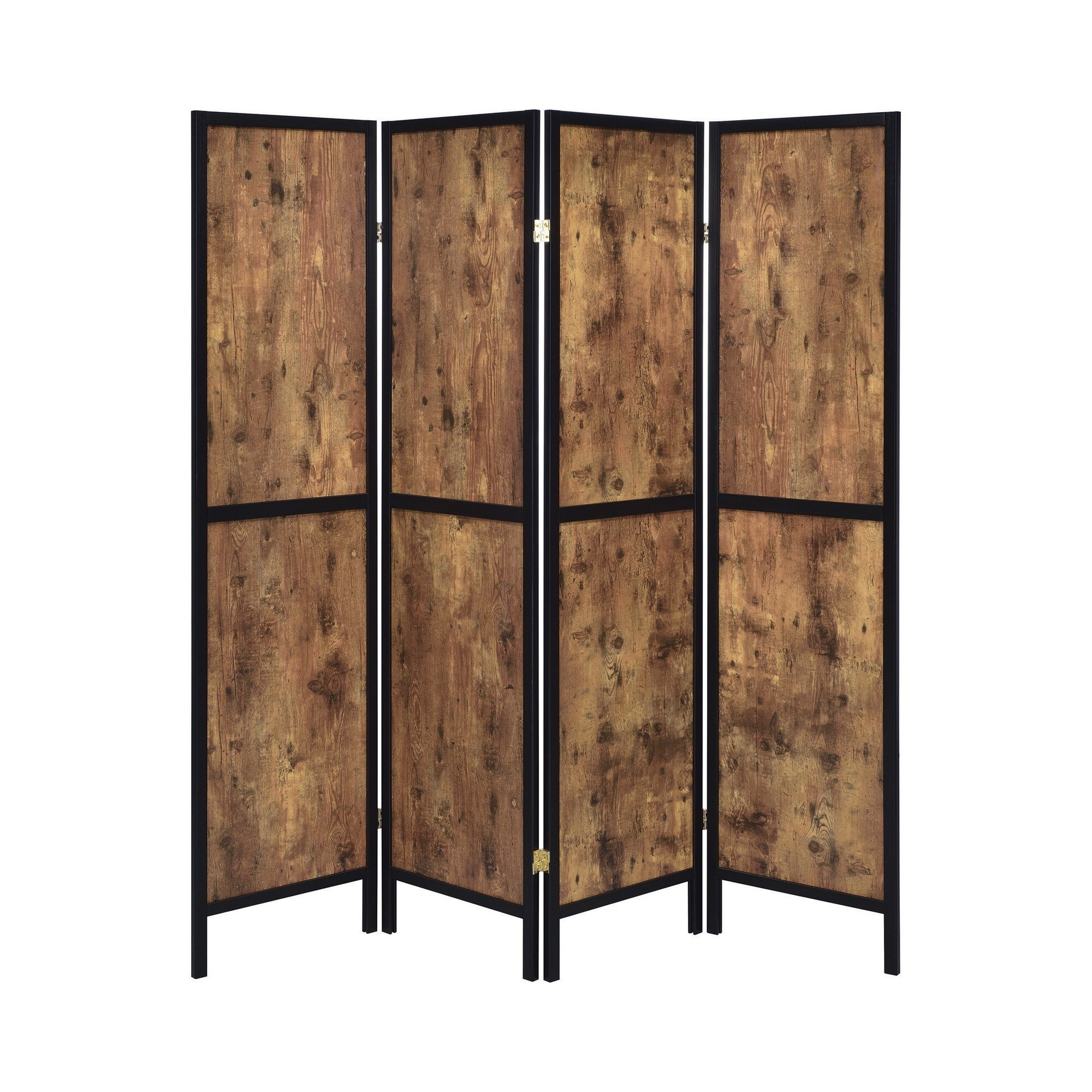 Picture of Benjara BM242727 70.25 x 69.5 x 0.75 in. 4 Panel Screen with Grain Details & Knots&#44; Brown & Black