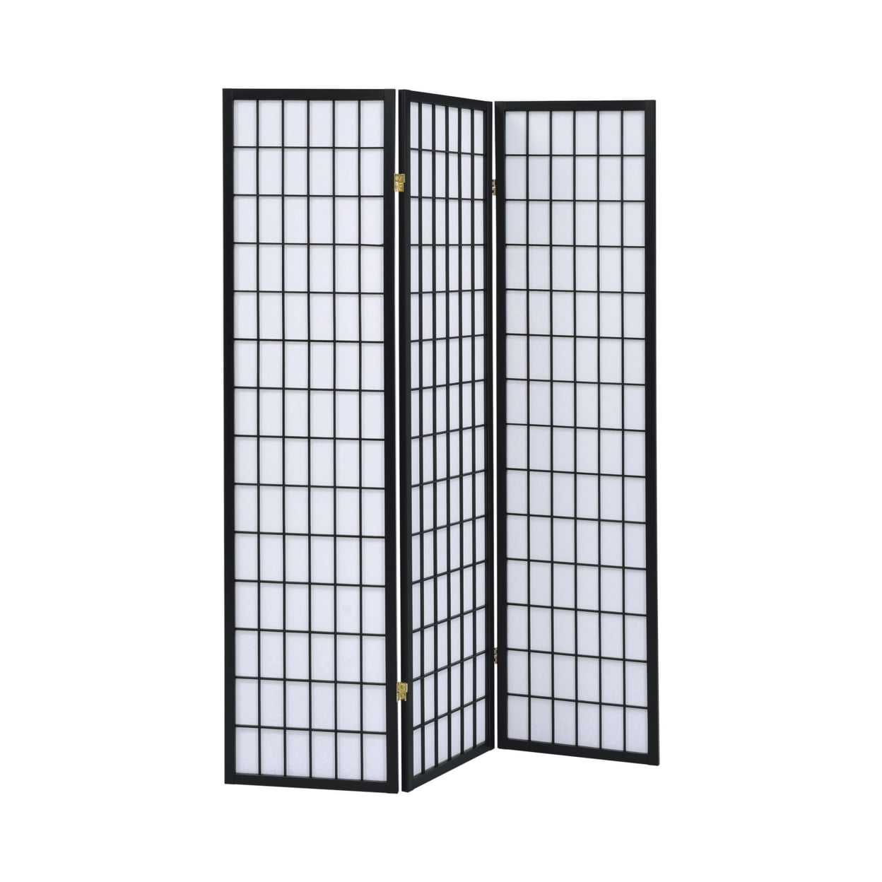 Picture of Benjara BM242730 3 Panel Screen with Grid Design Wooden Frame&#44; Black