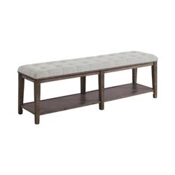 Picture of Benzara BM252429 Bench with Button Tufted Seat & Open Shelf&#44; Beige