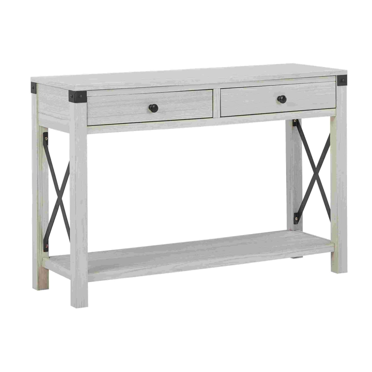 Picture of Benzara BM262429 Sofa Table with X Metal Accent & 2 Drawers&#44; White