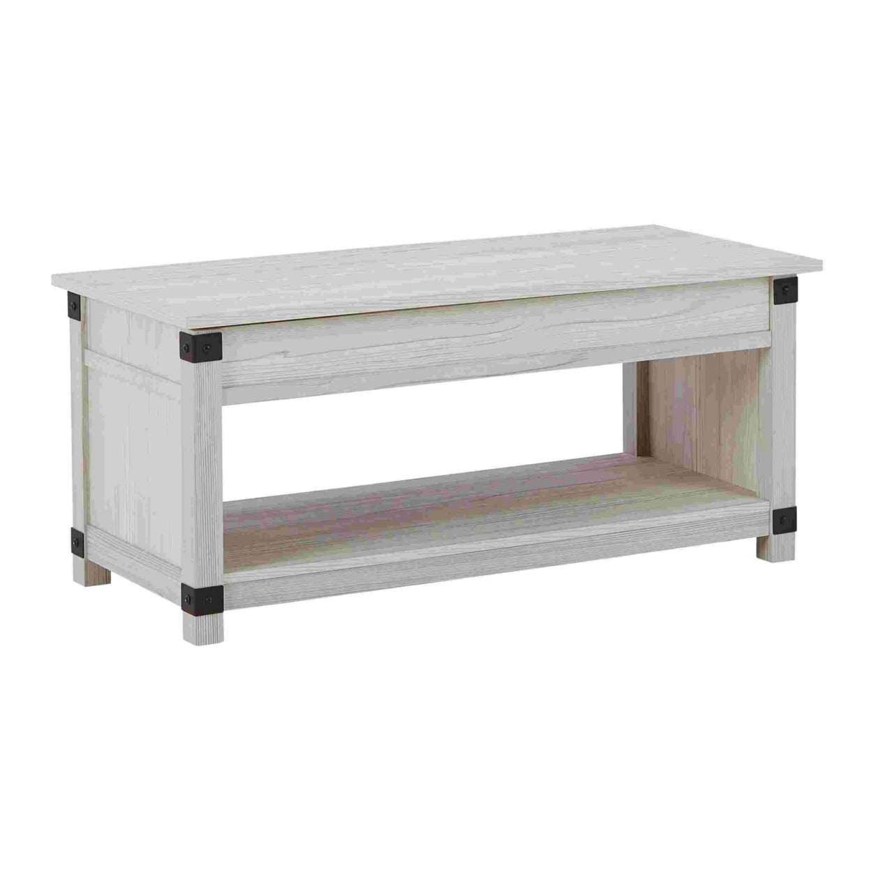 Picture of Benzara BM262430 Lift Top Cocktail Table with 1 Open Shelf&#44; White