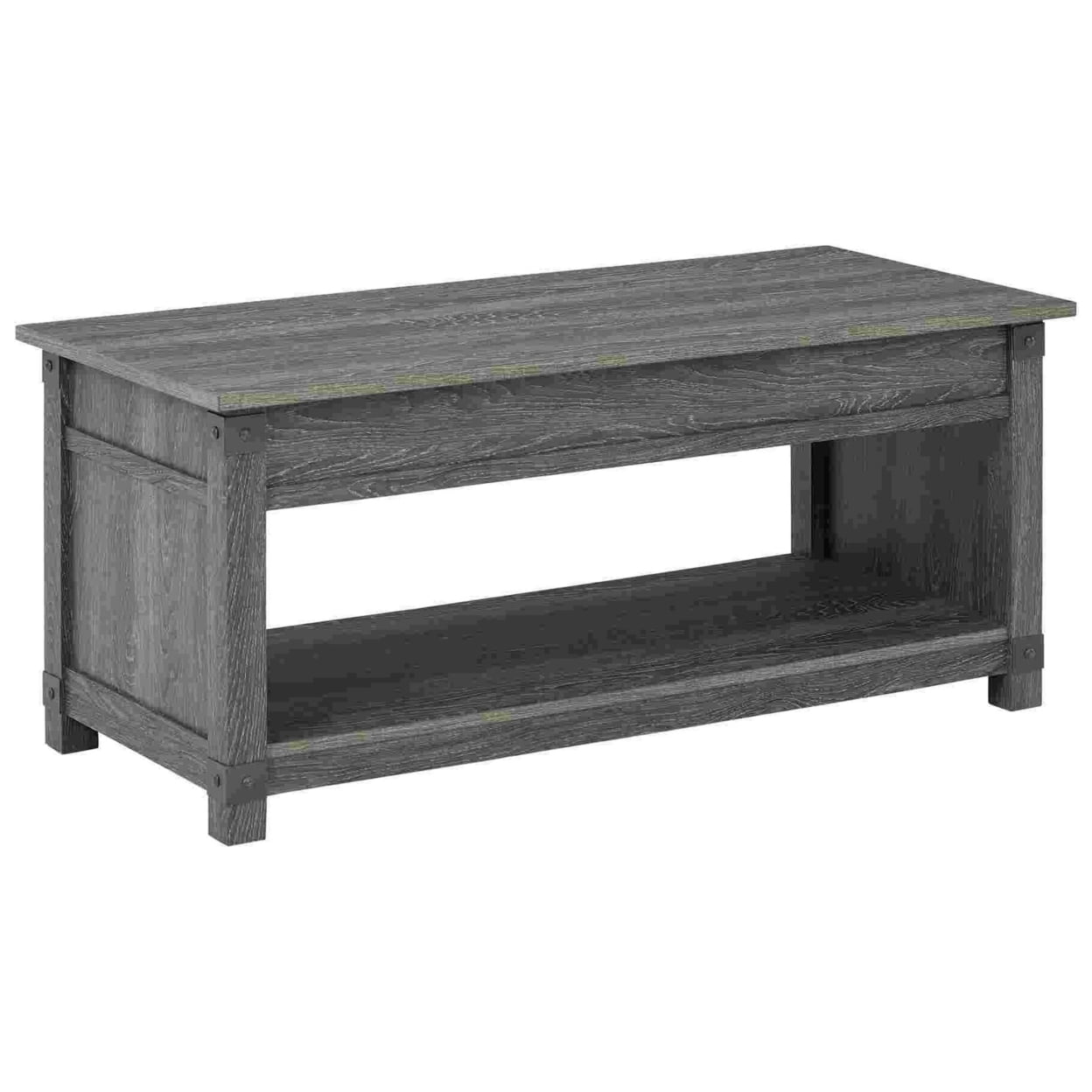 Picture of Benzara BM262433 Lift Top Cocktail Table with 1 Open Shelf, Gray