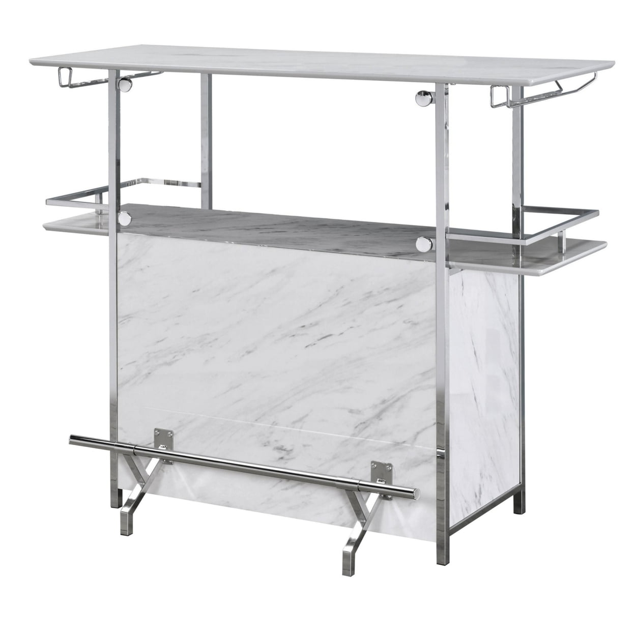 Picture of Benzara BM253019 Bar Table with Faux Marble & Chrome Finish&#44; White & Silver
