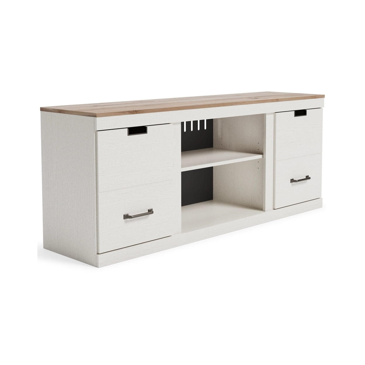 Picture of Benjara BM262958 TV Stand with Fireplace & 4 Storage Drawers&#44; White & Brown