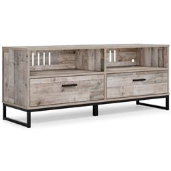 Picture of Benjara BM262961 TV Stand with 2 Drawers & Metal Sled Base&#44; Rustic Oak Brown