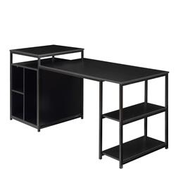Picture of Benzara BM261304 Computer Desk with Open Compartments & Shelves&#44; Black