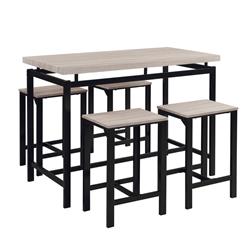 Picture of Benzara BM261355 35.43 x 23.62 x 47.2 in. 5 Piece Pub Table Set with Backless Seat Stools&#44; Gray