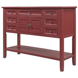 Picture of Benzara BM261403 Console Table with 7 Drawers & 2 Doorss&#44; Red