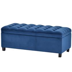 Picture of Benzara BM261447 Storage Bench with Flip Button Tufted Top & Sleek Legs&#44; Blue