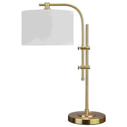 Picture of Benjara BM262973 Accent Lamp with Adjustable Arm & Fabric Drum Shade&#44; Brass
