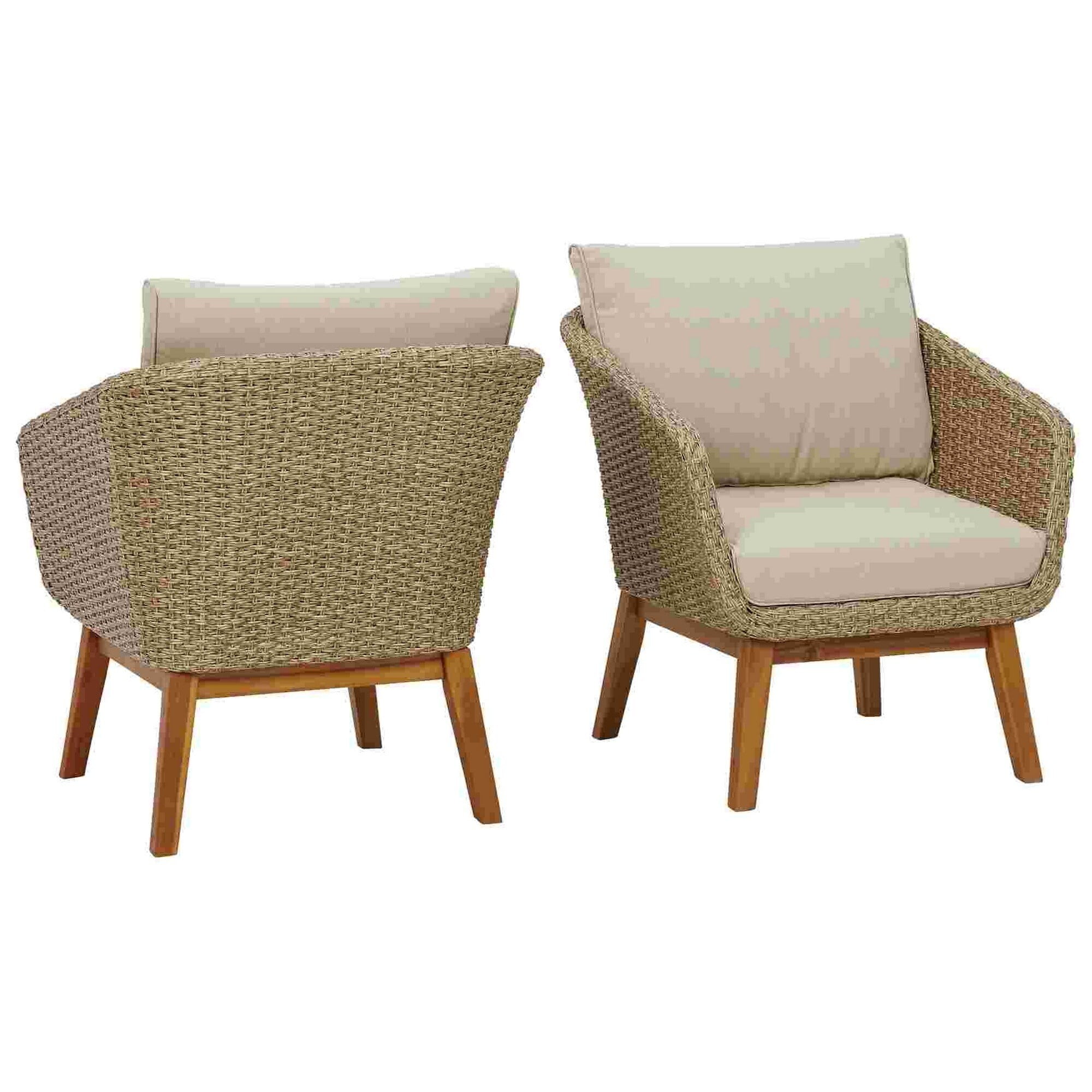 Picture of Benjara BM262983 Lounge Chair with Cushions & Wicker Frame&#44; Brown - Set of 2