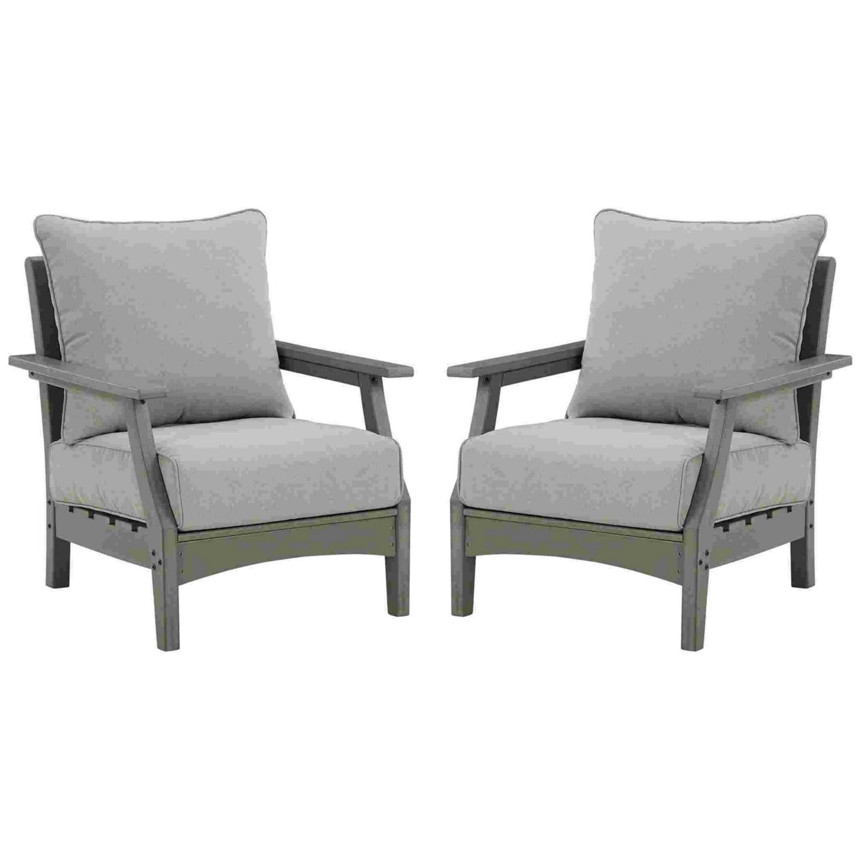 Picture of Benjara BM262991 Outdoor Lounge Chair with Slatted Design & Cushions&#44; Gray - Set of 2