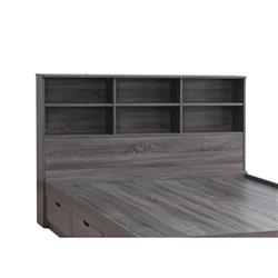 Picture of Benzara BM261489 Twin Bookcase Headboard with 6 Open Compartments&#44; Distressed Grey