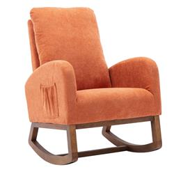 Picture of Benzara BM261560 Rocking Chair with Fabric Upholstery & High Back&#44; Orange