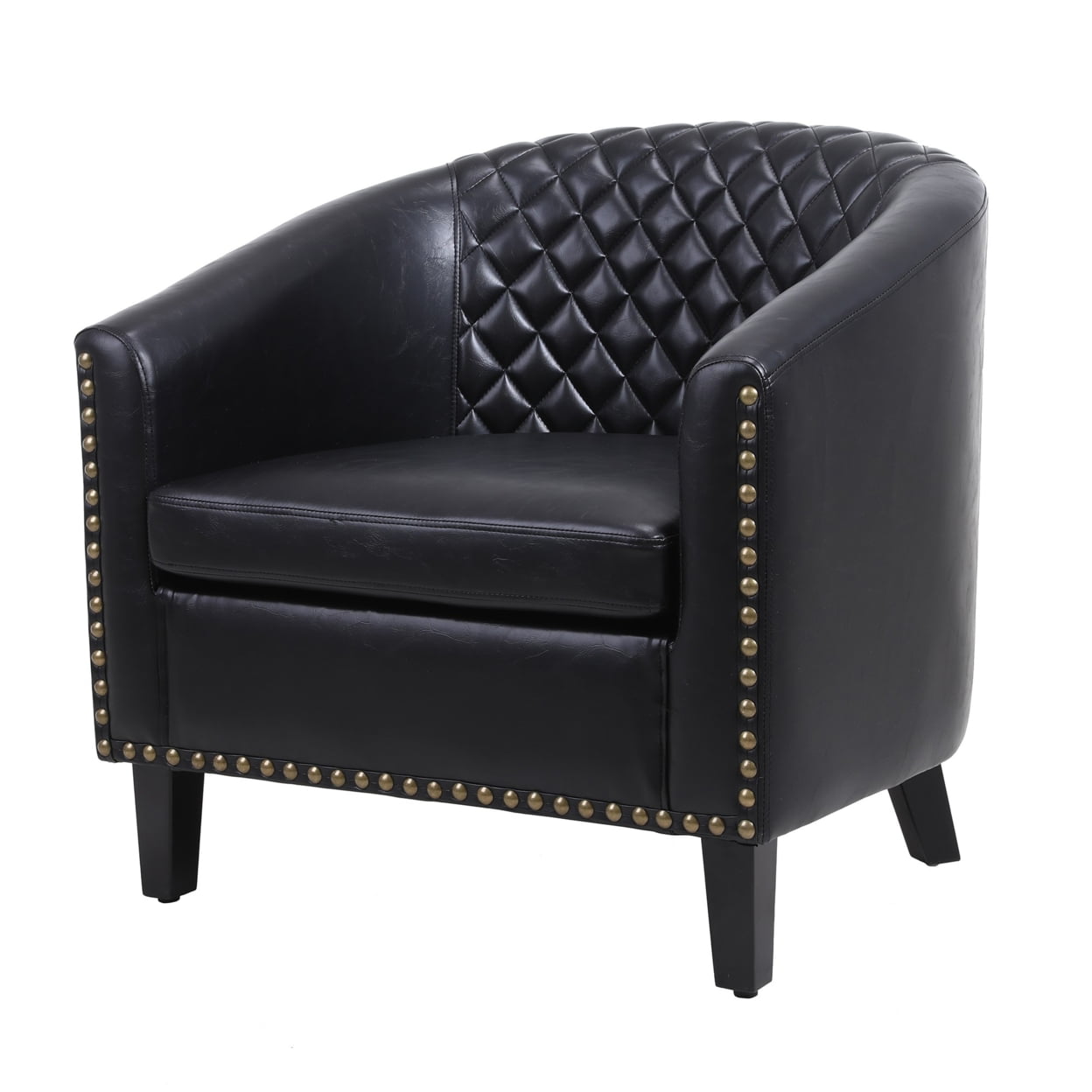 Picture of Benzara BM261572 Leatherette Accent Chair with Nailhead Trim & Diamond Stitch&#44; Black
