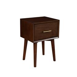 Picture of Benzara BM261892 End Table with 1 Drawer & Angled Legs&#44; Walnut Brown