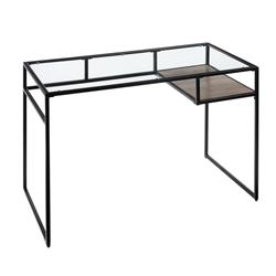 Picture of Benzara BM252348 Writing Desk with Glass Top & Wooden Compartment&#44; Black