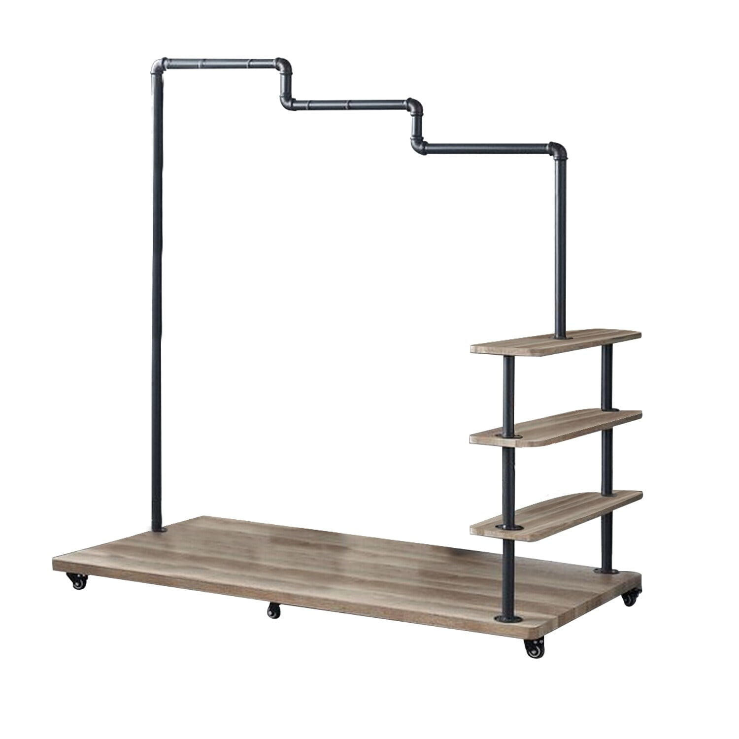 Picture of Benzara BM262143 Hanger Rack with Pipe Design Tubular Frame & Casters&#44; Brown