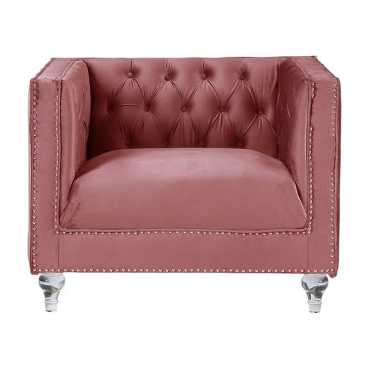 Picture of Benzara BM262176 Chair with Track Arms & Encrusted Faux Diamond Inlay&#44; Pink