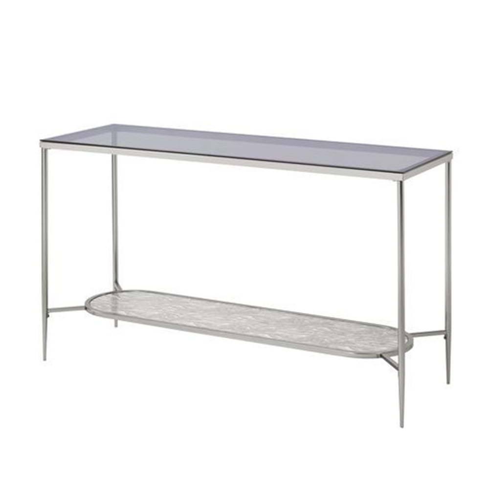 Picture of Benzara BM262204 Sofa Table with Textured Obround Shelf&#44; Silver