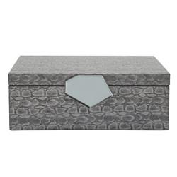 Picture of Benjara BM263856 14 in. Box with Leatherette Upholstery & Textured Pattern&#44; Gray