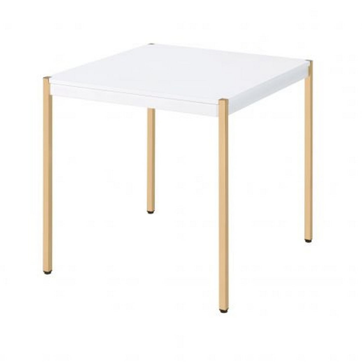 Picture of Benjara BM266461 End Table with Metal Tube Legs&#44; White & Gold