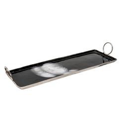 Picture of Benjara BM266271 Tray with Metal & Ring Handles&#44; Black & Silver