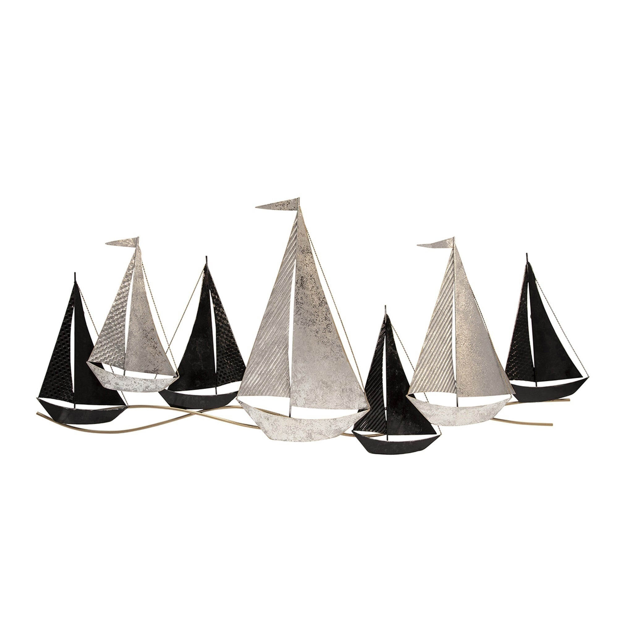 Picture of Benjara BM266281 Wall Decor with Metal Sailboats&#44; Black & Silver