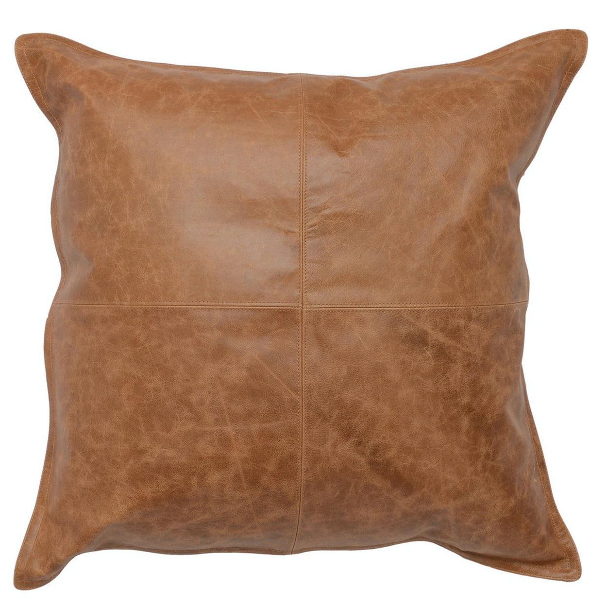 Picture of Benzara BM266527 Square Leatherette Throw Pillow with Stitched Details&#44; Brown