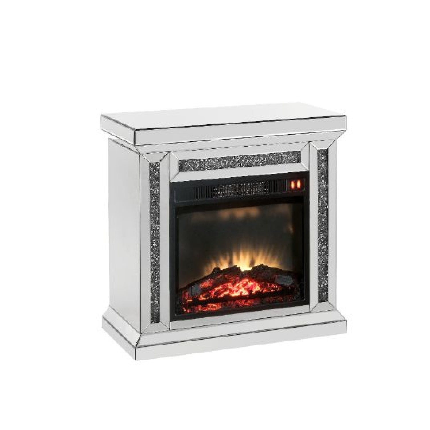 Picture of Benzara BM268907 29 x 14 x 28 in. LED Electric Fireplace with Faux Diamond Inlays&#44; Silver