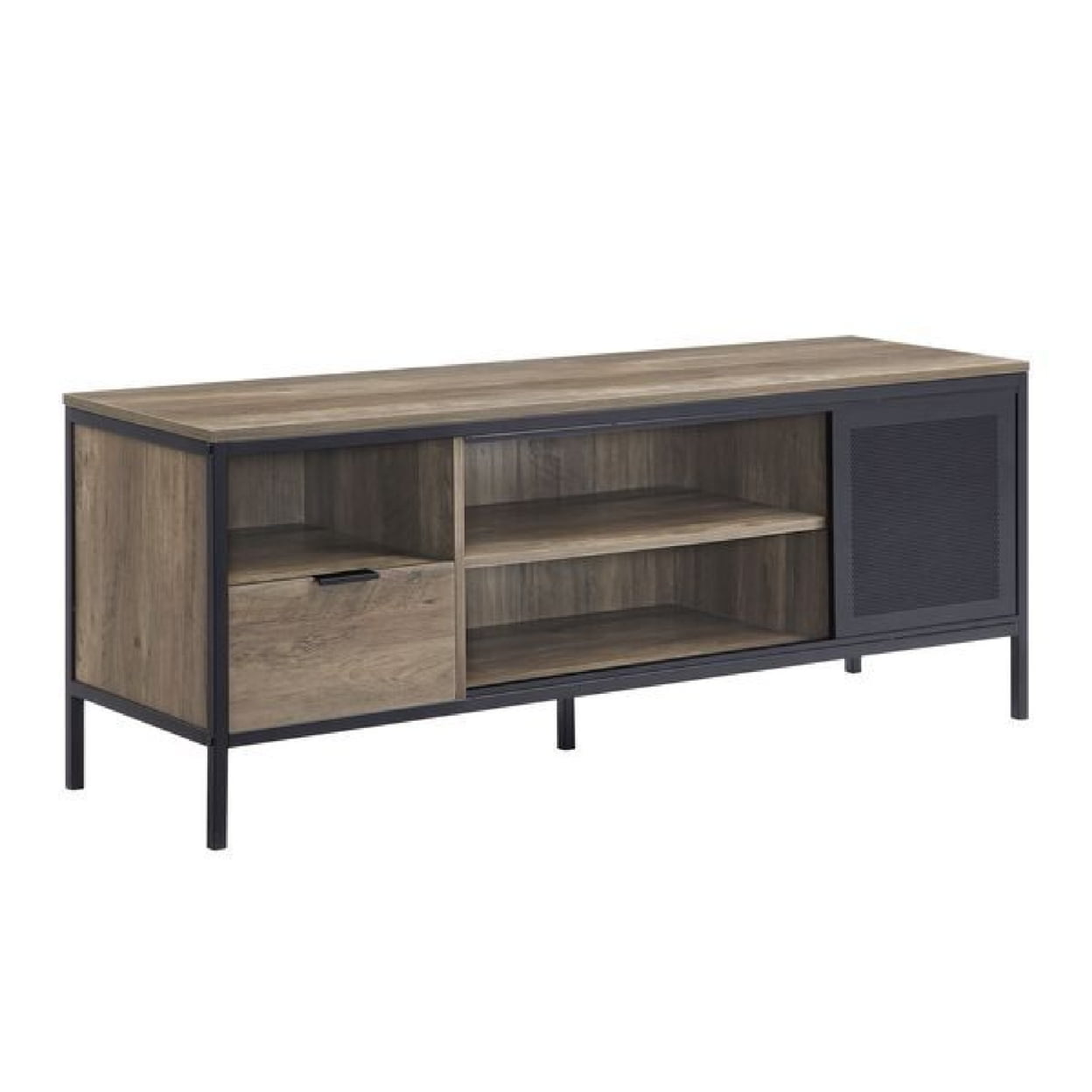Picture of Benzara BM268975 TV Stand with 1 Drawers & Open Compartments&#44; Brown & Black