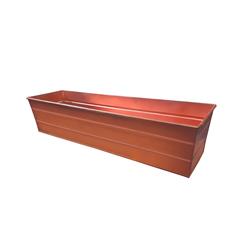 Picture of Benzara BM195217 22 x 6.25 x 5.25 in. Rectangular Metal Flower Planter Box with Embossed Line Design&#44; Copper - Small