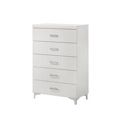 BM269002 Chest with 5 Drawers & Wooden Frame, White -  Benzara