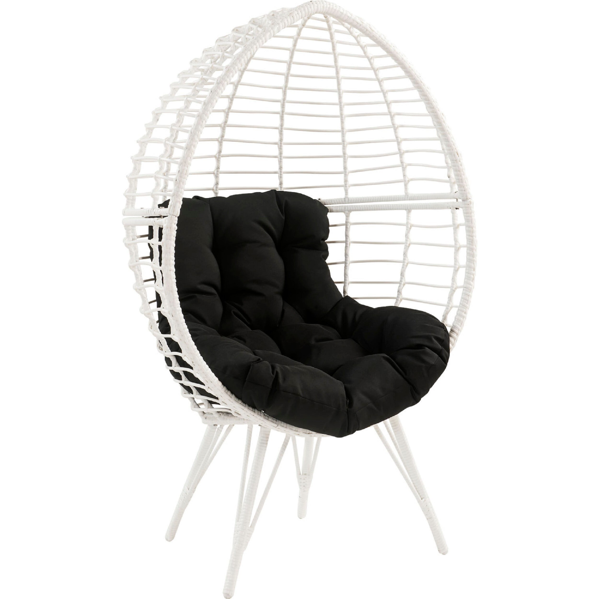 Picture of Benzara BM269036 Wicker Patio Lounge Chair with Angled Metal Legs&#44; White