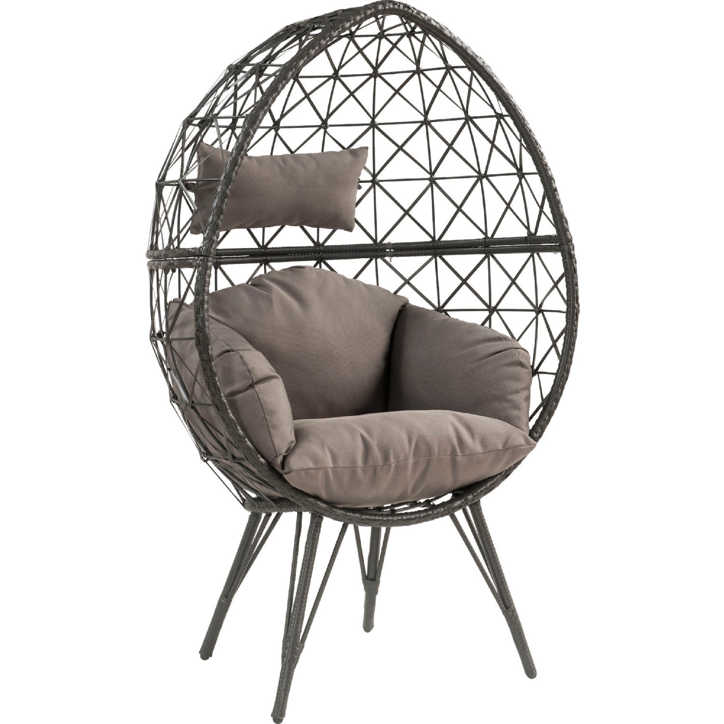 Picture of Benzara BM269037 Patio Lounge Chair with Wicker Geometric Pattern&#44; Black