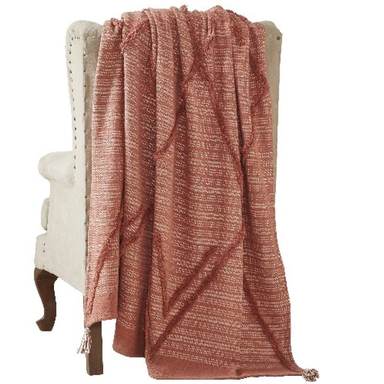 Picture of Benzara BM269191 60 x 70 in. Veria Cotton Throw with Diamond Pattern&#44; Brown