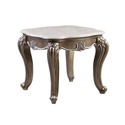 Picture of Benzara BM262105 24 x 28 x 28 in. End Table with Marble Top & Queen Anne Legs&#44; Gold