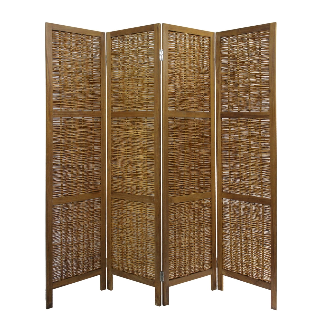 Picture of Benjara BM276724 68 in. Cottage Style 4 Panel Screen Room Divider - Willow Weaving, Brown