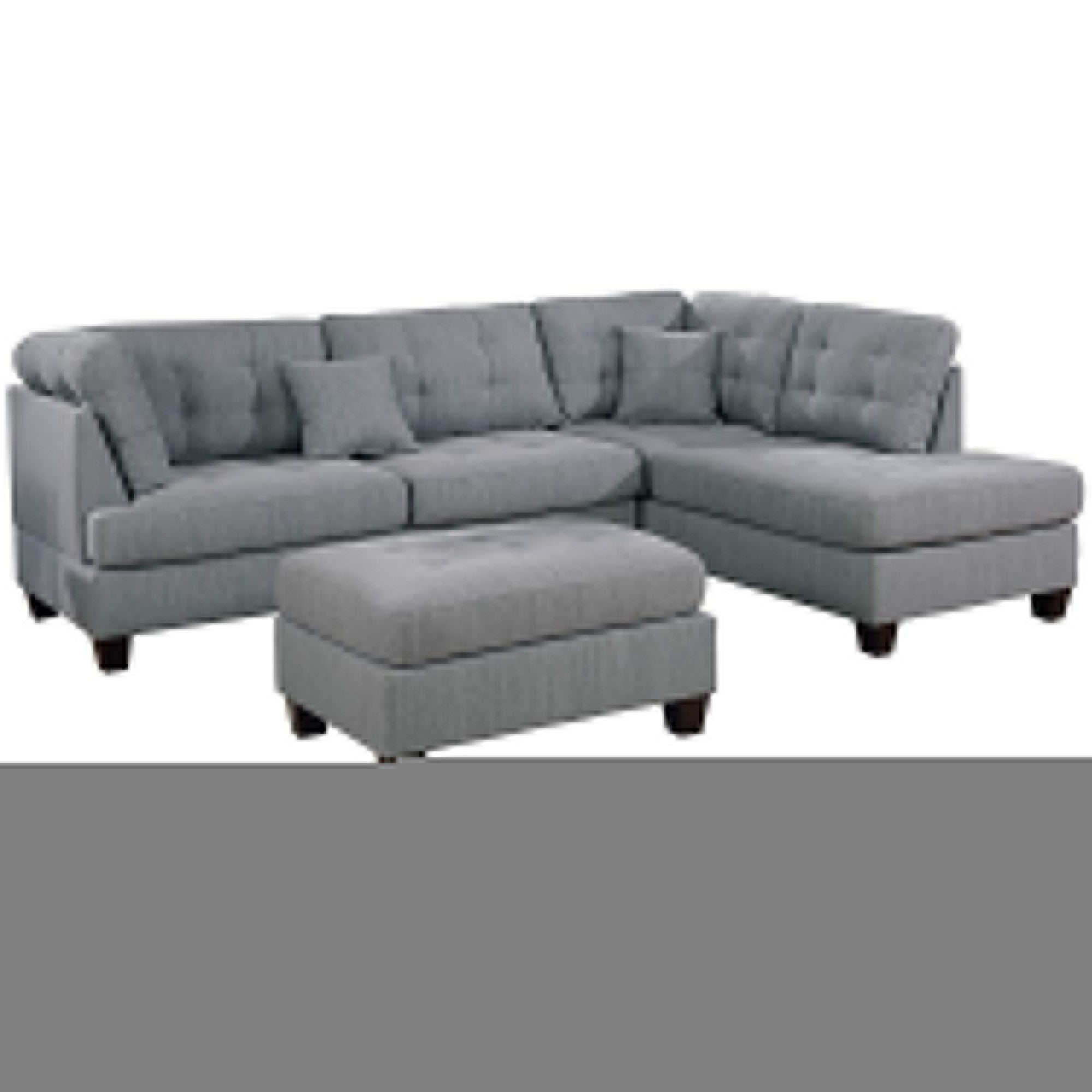 BM231984 Fabric Sectional Set with Tufted Stitching, Gray - 3 Piece -  Benjara