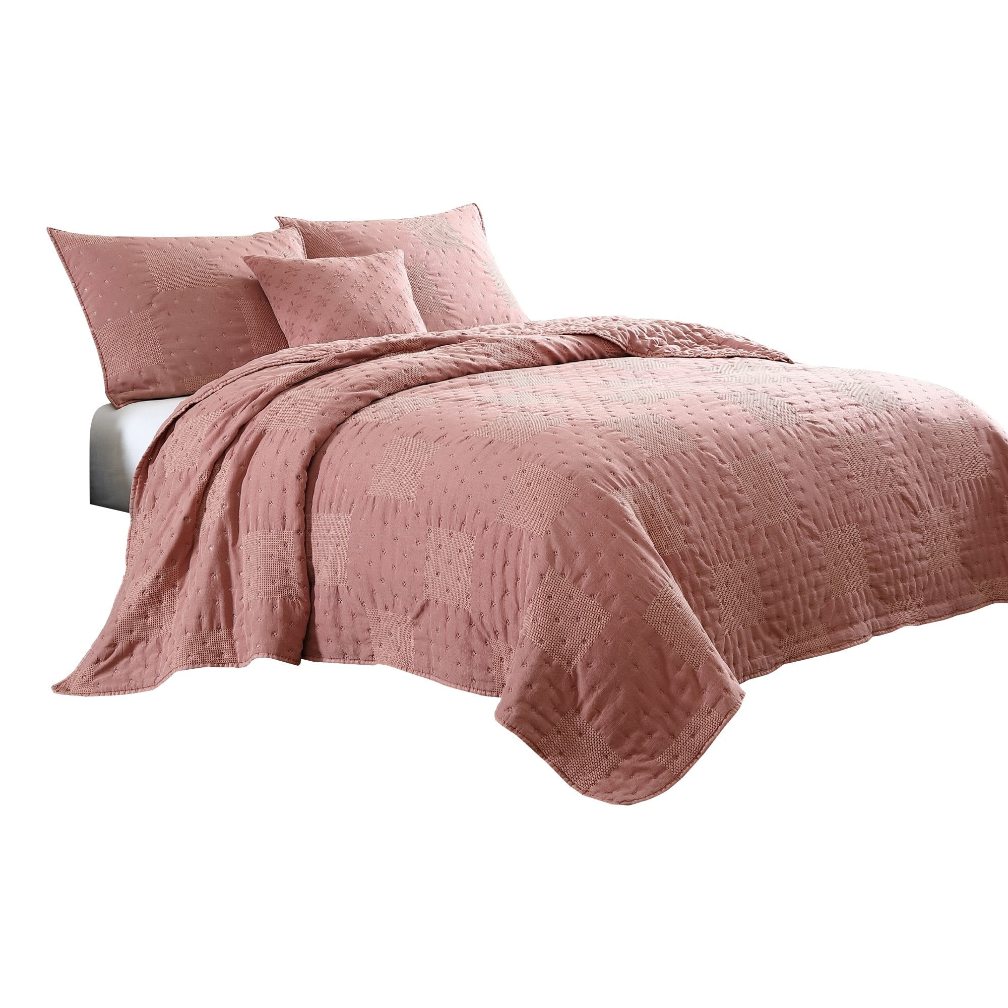 Picture of Benjara BM250015 Veria King Size Quilt Set with Polka Dots, Pink - 4 Piece