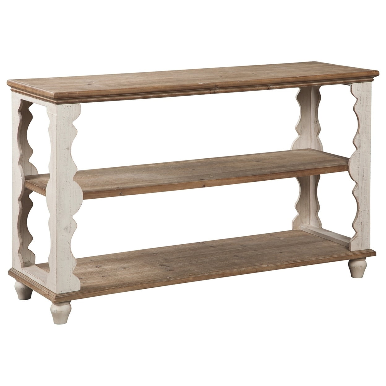 Picture of Benjara BM232961 29.5 x 15.75 x 47.75 in. Traditional Style Console Sofa Table with Scalloped Design&#44; White & Brown