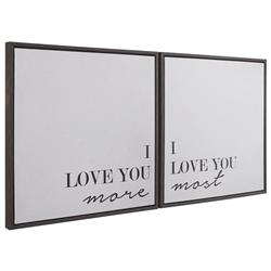 Picture of Benjara BM232964 Framed Wall Art with Love Script&#44; Black & White - Set of 2