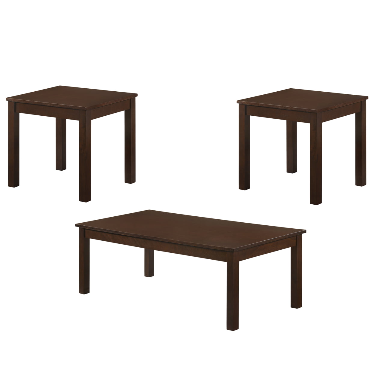 Picture of Benjara BM232876 Wooden Cocktail & End Table with Block Legs&#44; Brown - 3 Piece